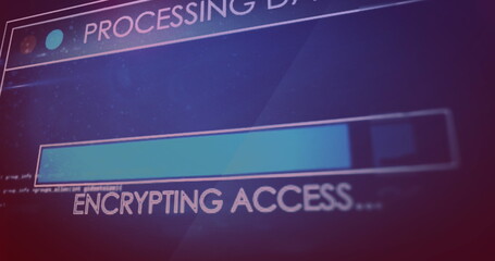 Poster - Image of computer data loading with programming language on screen