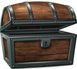 Wooden chest, bound with iron. High detailed realistic illustration.