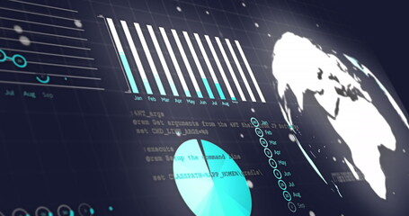 Poster - Image of interface with statistical data processing against grey background
