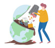 Ecology Concept of Pollution the Earth, flat design vector illustration, for graphic and web design 