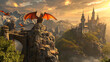 3D Created and Rendered fantasy Landscape with Dragons