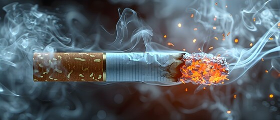 Wall Mural - Smoking's Threat: From Ashes to Illness. Concept Health Risks, Tobacco Industry, Quitting Strategies, Secondhand Smoke, Educational Campaigns