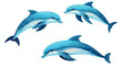 A group of dolphins jumping out of the water flat vector