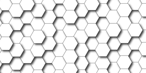 Modern simple white texture pattern of hexagons as a background. Abstract honeycomb background. Closeup of tile wall. Seamless geometric vector pattern, packing design. White hexagon 3D background .