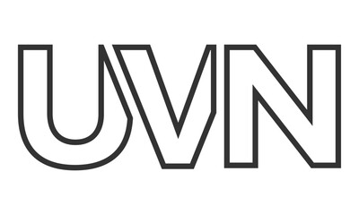 Poster - UVN logo design template with strong and modern bold text. Initial based vector logotype featuring simple and minimal typography. Trendy company identity.