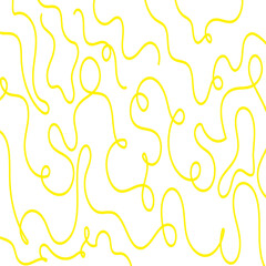 Noodle pasta seamless pattern vector background. Spaghetti curvy doodle pattern, Italian pasta background. Chinese abstract noodle pattern. ramen design yellow food wallpaper. EPS 10