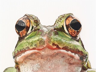 Wall Mural - A Minimal Watercolor of a Frog's Face Close Up