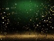 Olive background, football stadium lights with gold confetti decoration, copy space for advertising banner or poster design