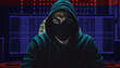 Hacker in a dark hoodie sitting in front of a monitors with Belize flag and background cyber security concept