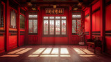 Fototapeta Dmuchawce - empty classic red chinese room