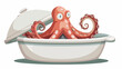 Tentacle protrudes from serving dish with lid  cloch