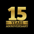 15 years logo or icon. 15th anniversary golden badge. Birthday celebrating, jubilee emblem design with number twenty. Vector illustration.