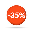 35% price off sticker, badge or label set. 35 percent sale. Discount tag or icon design. Vector illustration.