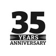 35 years logo or icon. 35th anniversary badge. Birthday celebrating, jubilee emblem design with number twenty. Vector illustration.