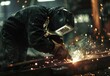 © FU - Focused Welder: Precision in Action Amidst Flying Sparks'