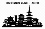 Fototapeta Las - Famous Japan Skyline black Silhouette isolated on a white background