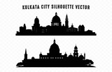 Fototapeta Las - Kolkata City Skyline Silhouette Vector isolated on a white background