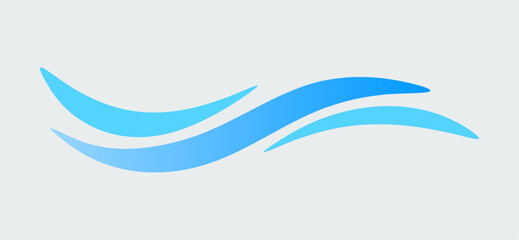 Poster - Blue curves and the waves of the ocean sea range from soft to dark.