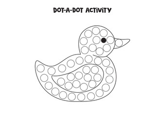 Wall Mural - Dot a dot game for preschool kids. Cartoon rubber duck.