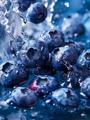 Wall Mural - fresh blueberries seamless background water 