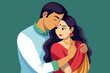 © Chayon Sarker - Bengali couple hugging tight vector illustration