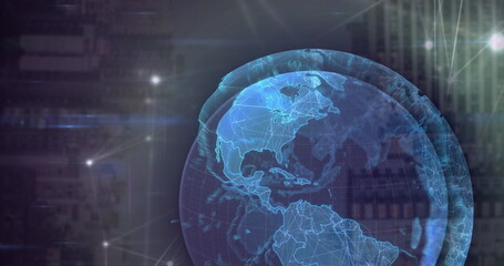 Wall Mural - Image of globe over data processing and network of connections