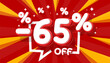 Sale off 65 Percentage, gift save offer, special banner discount. Vector illustration
