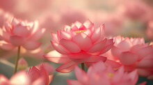 Pink Beautiful Lotus Flowers For Backdrop. Lotus Flowers For Wedding Decoration And Presentation.