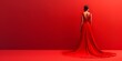 Captivating Woman in Regal Red Carpet Dress Radiating Elegance and Glamour