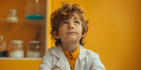 Poster - Curious Child in Lab Coat Dreaming of Curing Diseases and Transforming the Future Through Science and Medicine