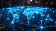 Digital Connections: A Glowing Blue World Network. Concept Technology, Connections, Innovation, Networking, Digital World,