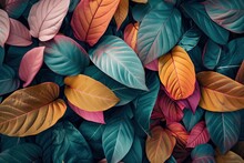 Colorful Autumn Leaves Seamless Pattern Background