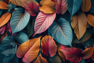 Wall Mural - Colorful Autumn Leaves Seamless Pattern Background