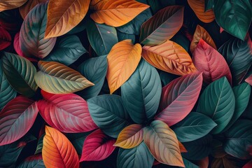 Wall Mural - Colorful Autumn Leaves Seamless Pattern Background