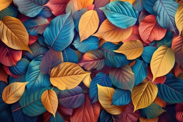 Wall Mural - Autumn Colorful Fall Leaves Seamless Background