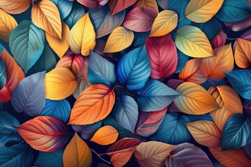 Wall Mural - Autumn Colorful Fall Leaves Seamless Background