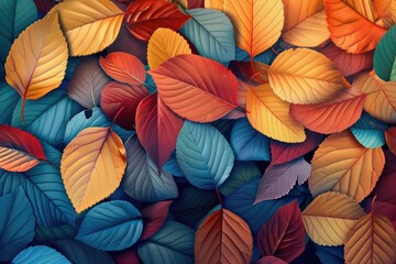 Wall Mural - Autumn Colorful Fall Leaves Seamless Background