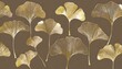 Złote liście miłorzębu na brązowym tle