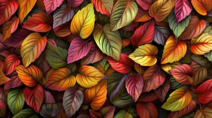 Wall Mural - Colorful Autumn Leaves Seamless Pattern Background