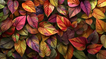 Wall Mural - Colorful Autumn Leaves Seamless Pattern Background