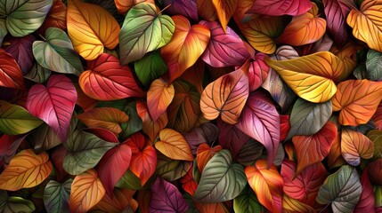 Wall Mural - Colorful Autumn Leaves Seamless Pattern Background