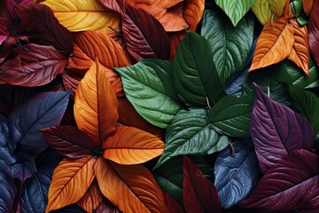Wall Mural - Colorful Autumn Leaves Seamless Pattern Background