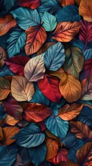 Wall Mural - Autumn Colorful Fall Leaves Seamless Background