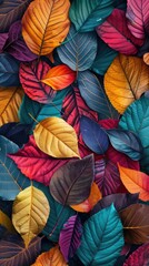 Wall Mural - Autumn Colorful Fall Leaves Seamless Background