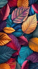 Wall Mural - Autumn Colorful Fall Leaves Seamless Background
