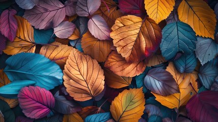 Wall Mural - Autumn Colorful Fall Leaves Seamless Background