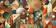  Generated AI, Abstract Wallpaper Colorful Design, Shapes And Textures Brown, Figures, Geometry