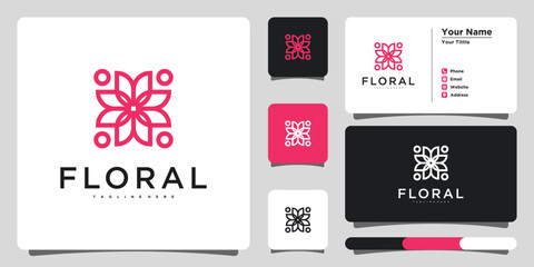 Wall Mural - Minimalist floral logo design. Premium Vector