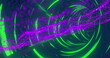 Image of purple dots forming wave patterns moving in neon green looping tunnel