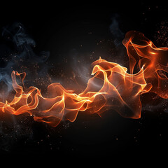 Wall Mural - 
Abstract flames of fire with burning smoke float up black